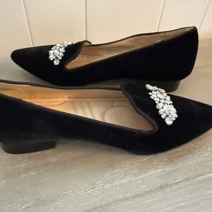 Elegant Black Women's Loafers with Crystal Embellishments